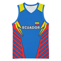 Ecuador Basketball Jersey with Coat of Arms and Bold Stripe Design - Wonder Print Shop