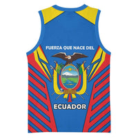 Ecuador Basketball Jersey with Coat of Arms and Bold Stripe Design - Wonder Print Shop