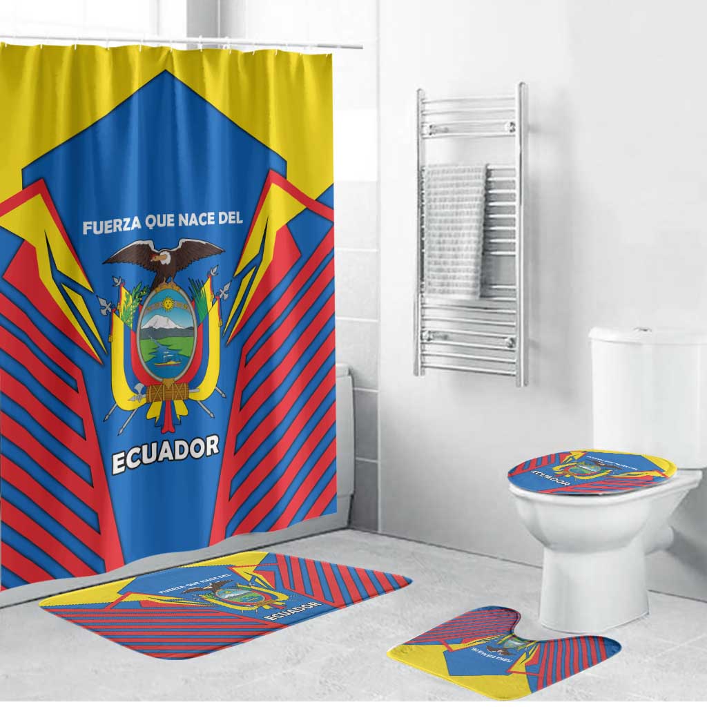Ecuador Bathroom Set with Coat of Arms and Bold Stripe Design - Wonder Print Shop