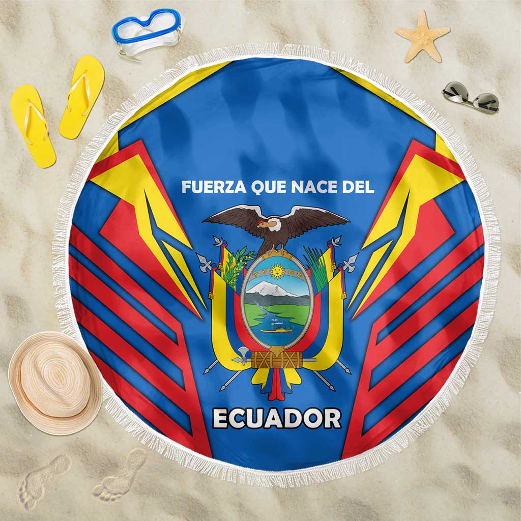 Ecuador Beach Blanket with Coat of Arms and Bold Stripe Design - Wonder Print Shop