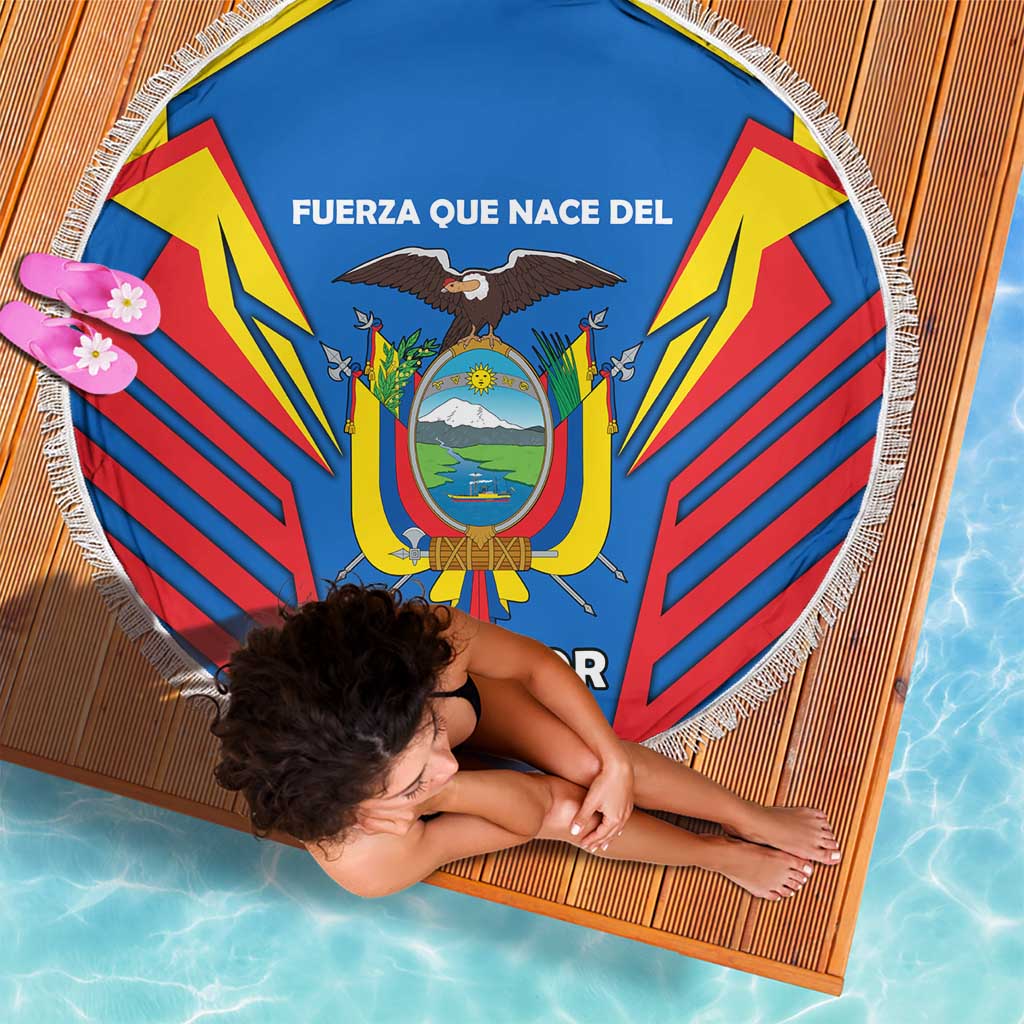 Ecuador Beach Blanket with Coat of Arms and Bold Stripe Design - Wonder Print Shop