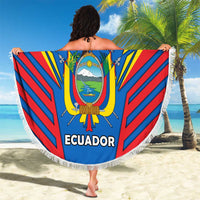 Ecuador Beach Blanket with Coat of Arms and Bold Stripe Design - Wonder Print Shop