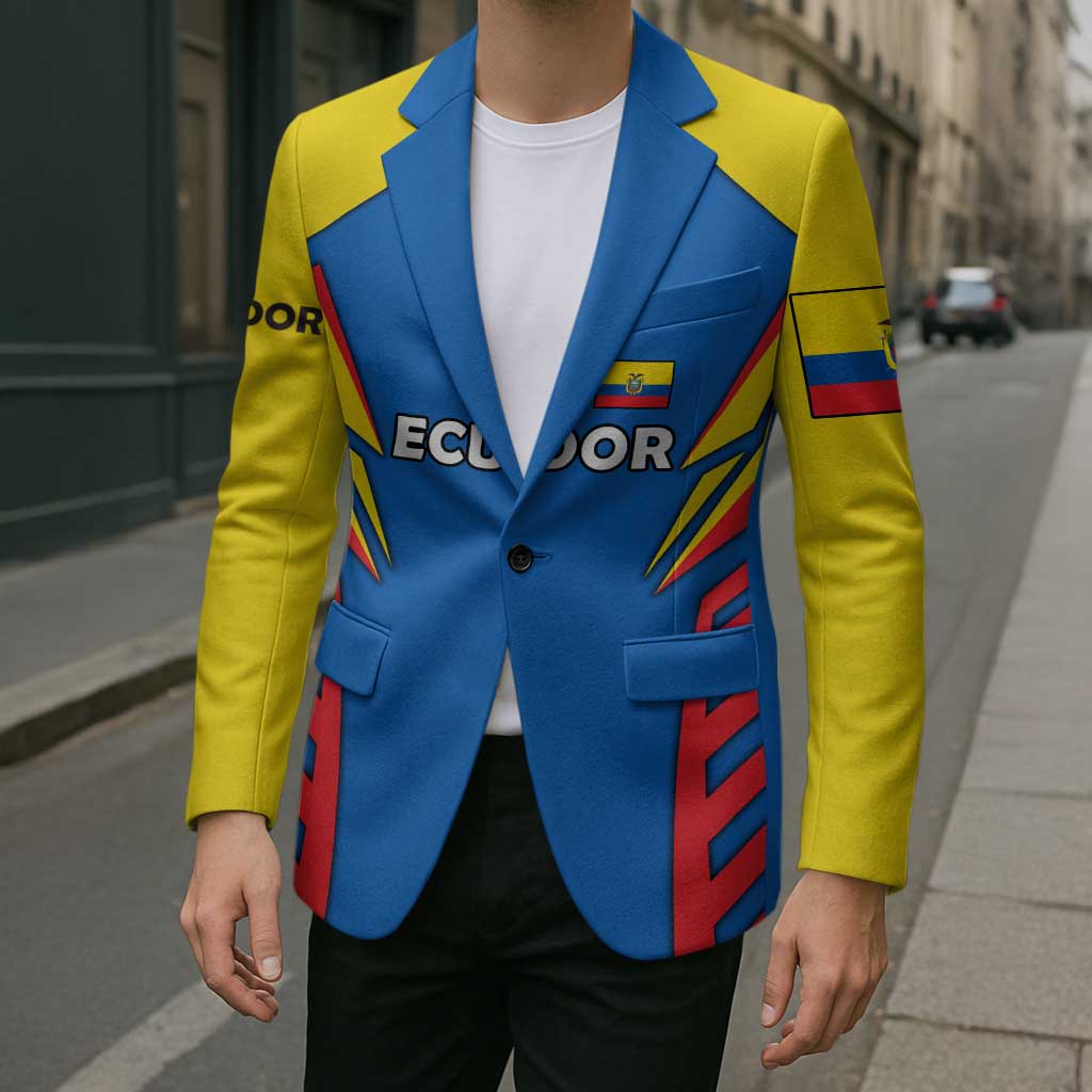 Ecuador Blazer with Coat of Arms and Bold Stripe Design - Wonder Print Shop