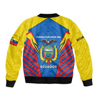 Ecuador Bomber Jacket with Coat of Arms and Bold Stripe Design - Wonder Print Shop