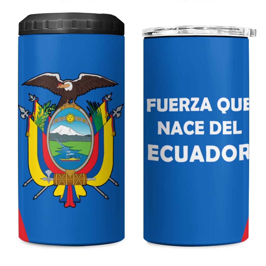 Ecuador 4 in 1 Can Cooler Tumbler with Coat of Arms and Bold Stripe Design - Wonder Print Shop