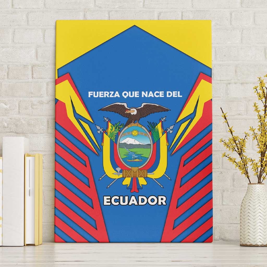 Ecuador Canvas Wall Art with Coat of Arms and Bold Stripe Design - Wonder Print Shop