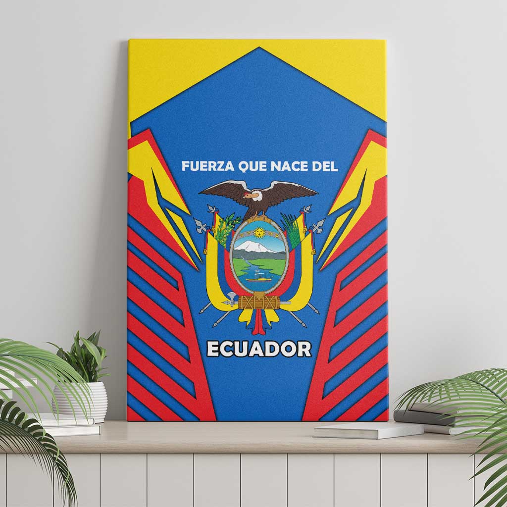 Ecuador Canvas Wall Art with Coat of Arms and Bold Stripe Design - Wonder Print Shop