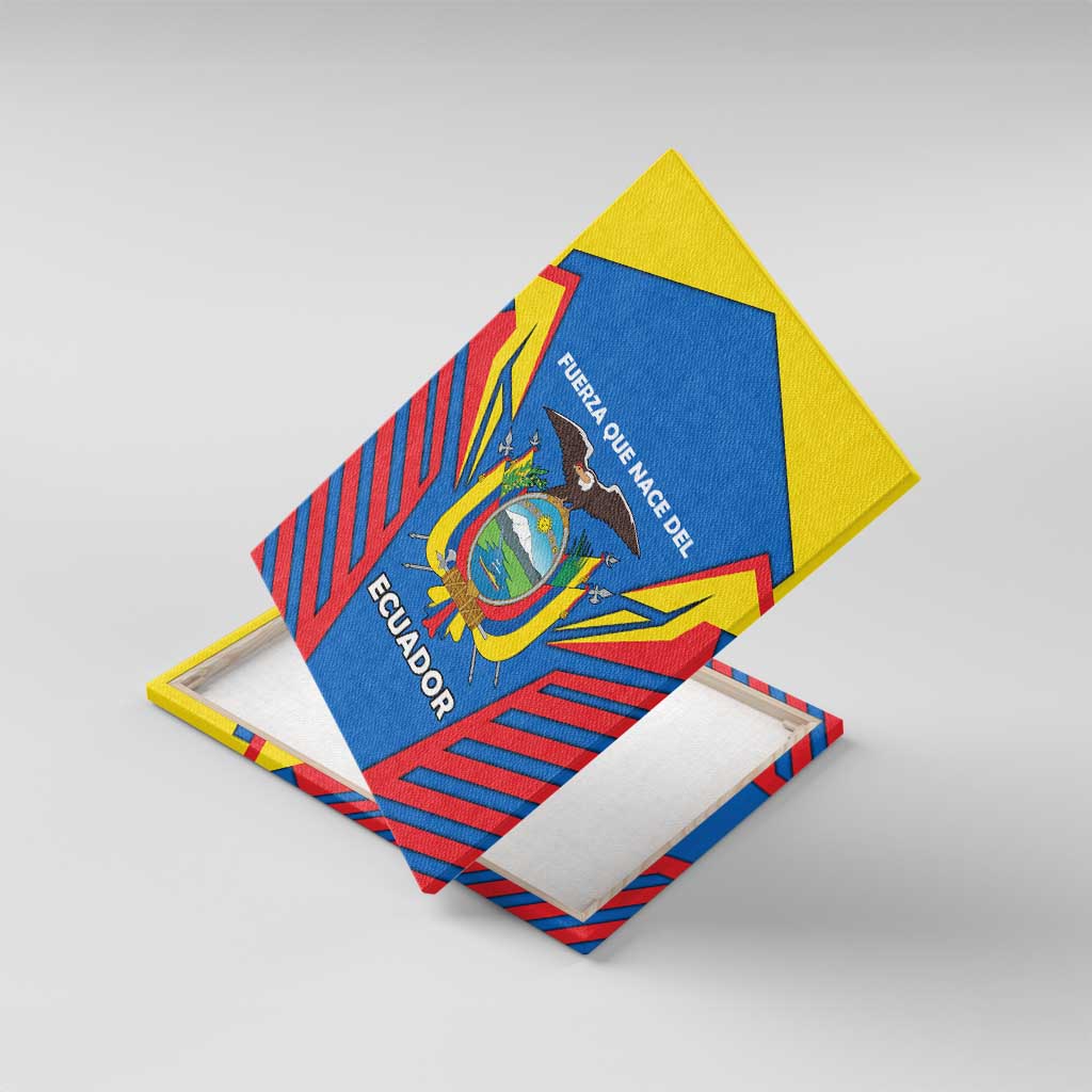 Ecuador Canvas Wall Art with Coat of Arms and Bold Stripe Design - Wonder Print Shop