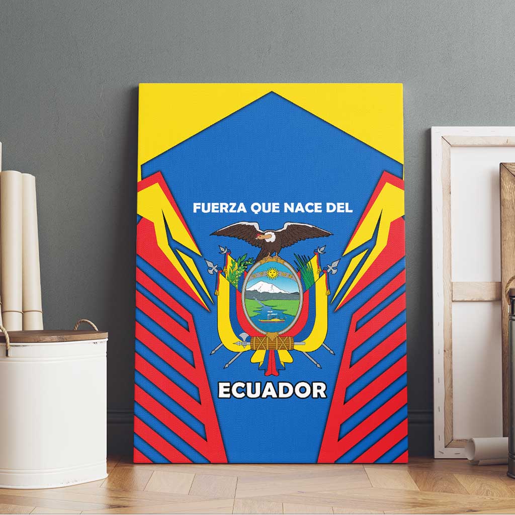 Ecuador Canvas Wall Art with Coat of Arms and Bold Stripe Design - Wonder Print Shop