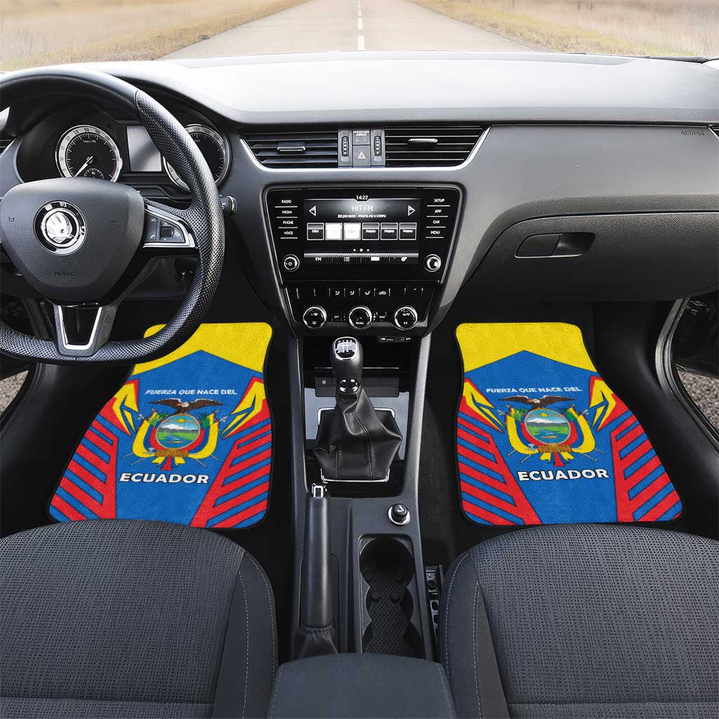 Ecuador Car Mats with Coat of Arms and Bold Stripe Design - Wonder Print Shop