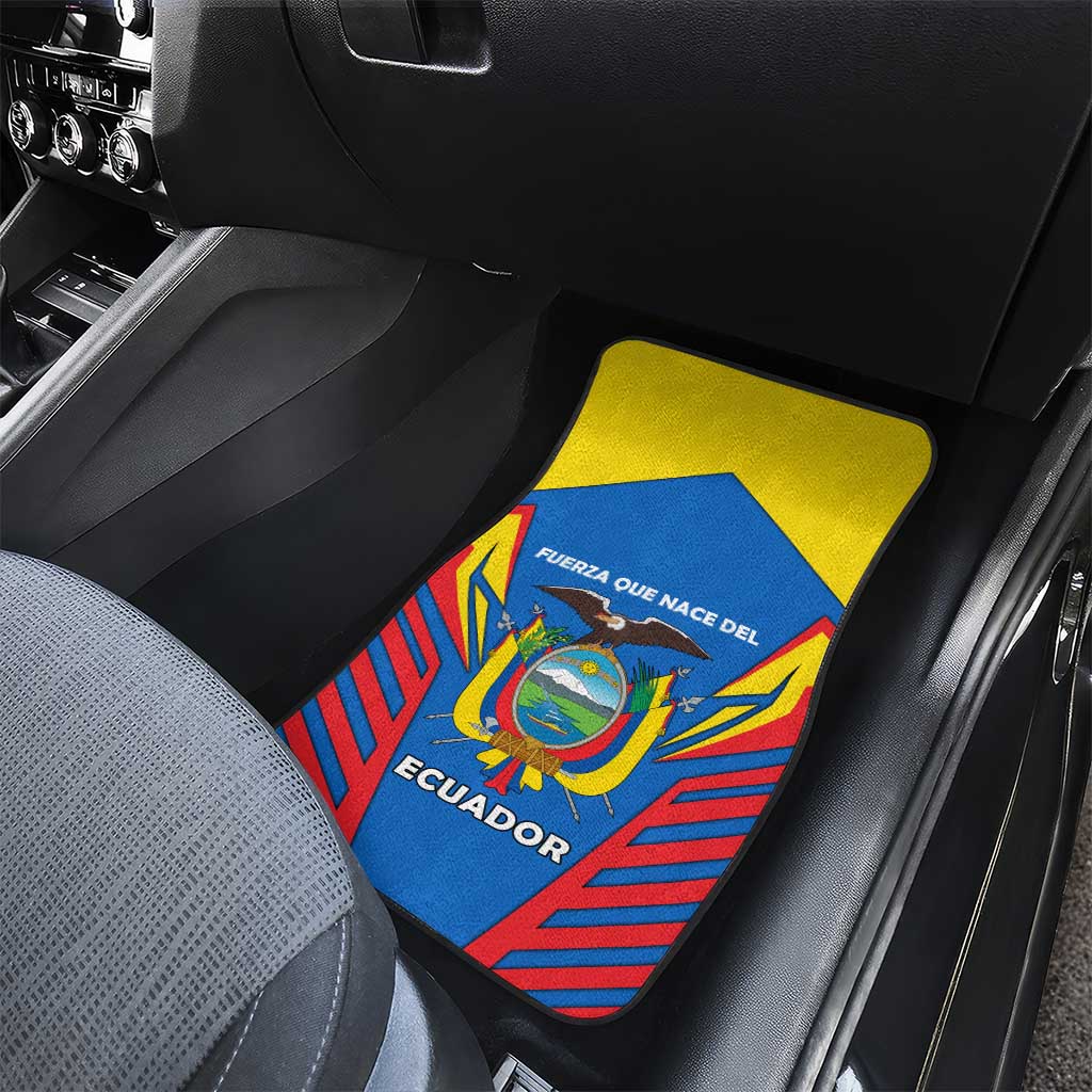 Ecuador Car Mats with Coat of Arms and Bold Stripe Design - Wonder Print Shop