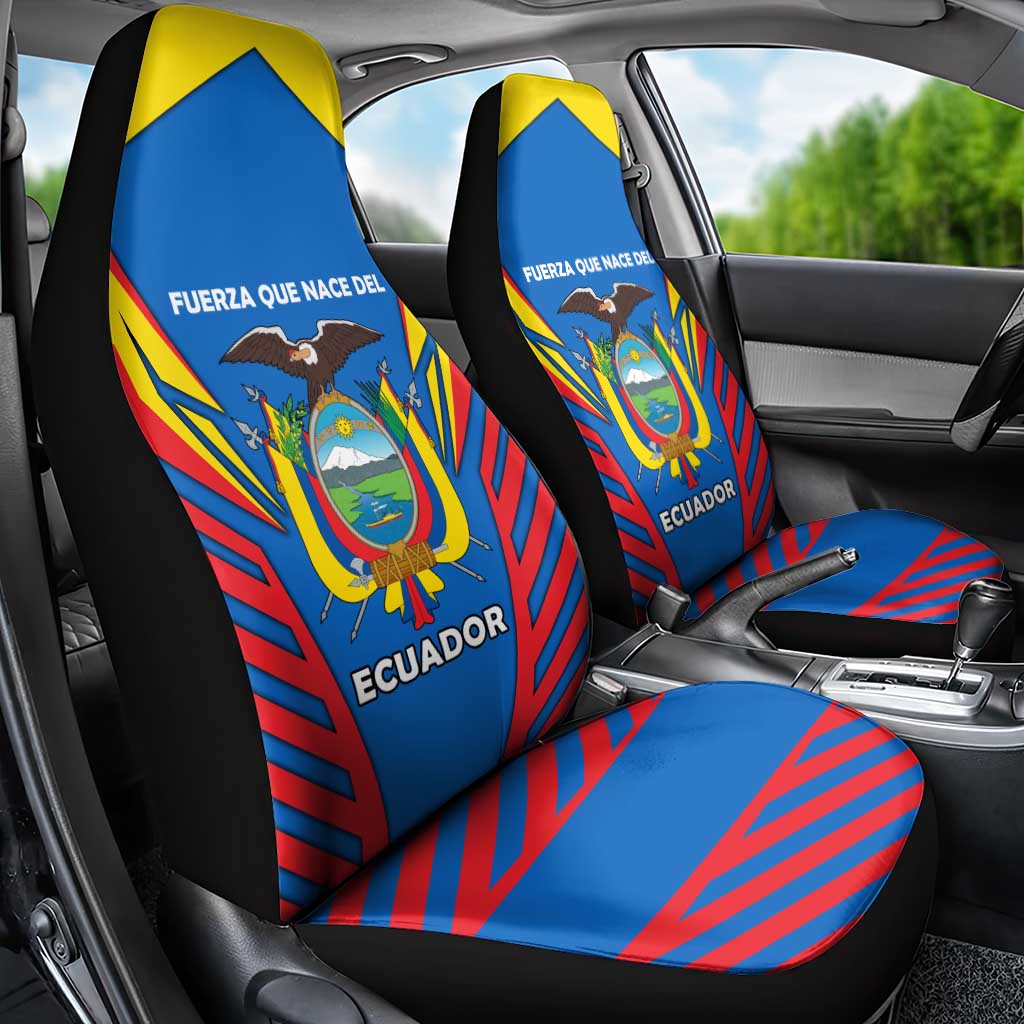 Ecuador Car Seat Cover with Coat of Arms and Bold Stripe Design - Wonder Print Shop