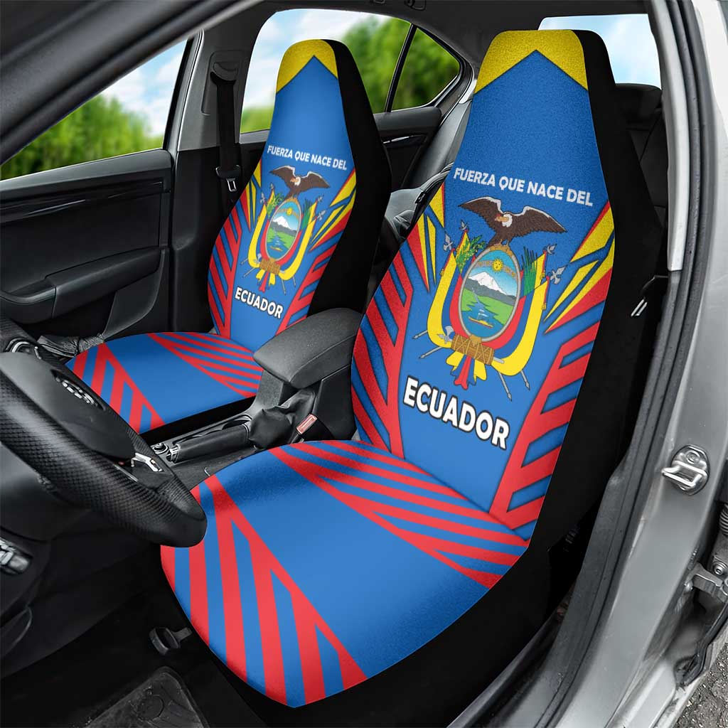 Ecuador Car Seat Cover with Coat of Arms and Bold Stripe Design - Wonder Print Shop