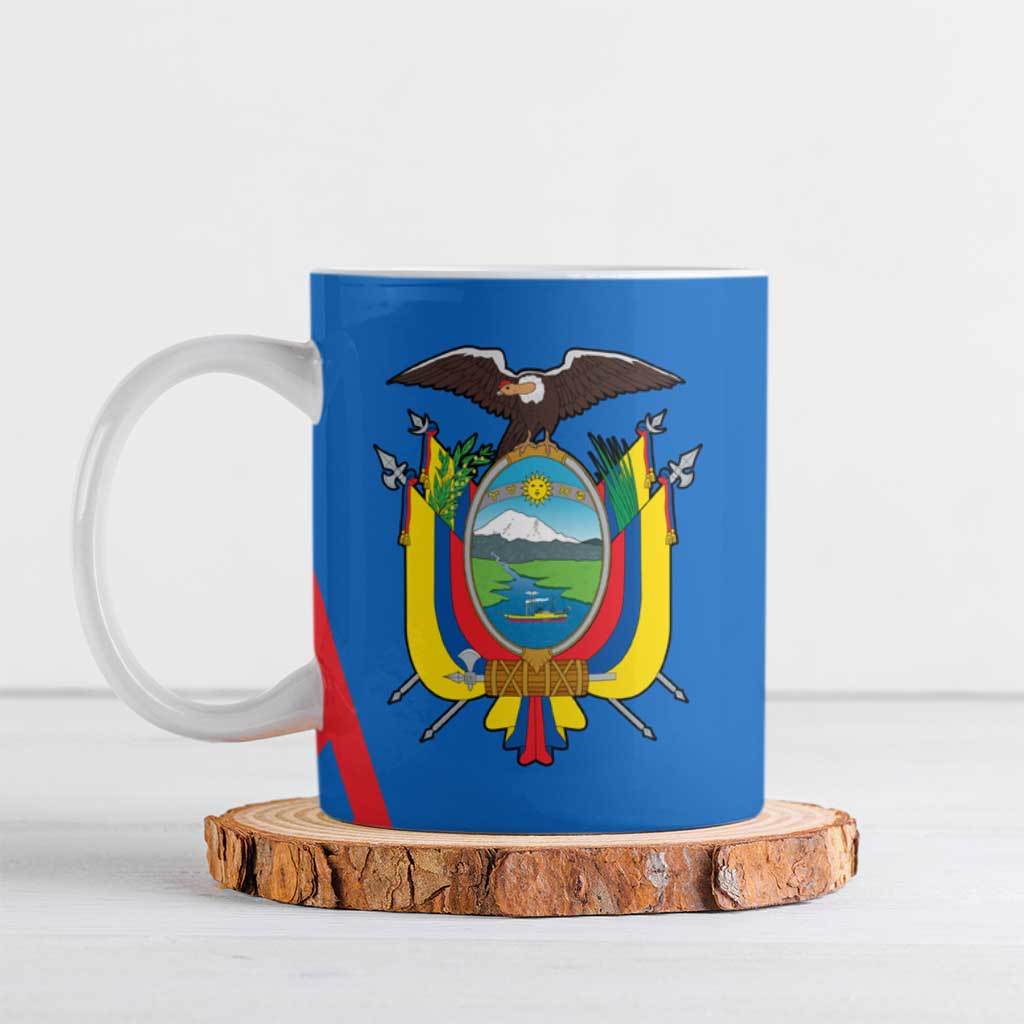 Ecuador Ceramic Mug with Coat of Arms and Bold Stripe Design - Wonder Print Shop