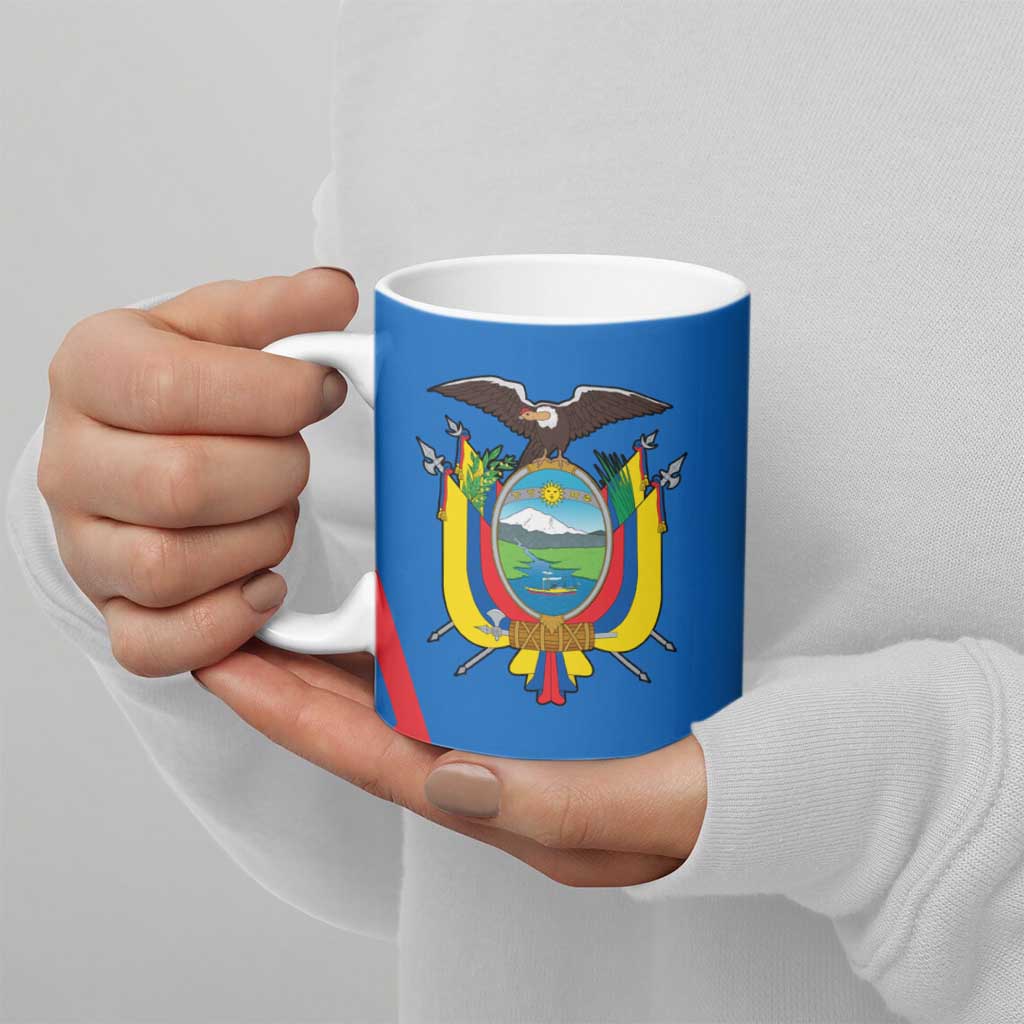 Ecuador Ceramic Mug with Coat of Arms and Bold Stripe Design - Wonder Print Shop