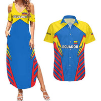 Ecuador Couples Matching Summer Maxi Dress and Hawaiian Shirt with Coat of Arms and Bold Stripe Design - Wonder Print Shop