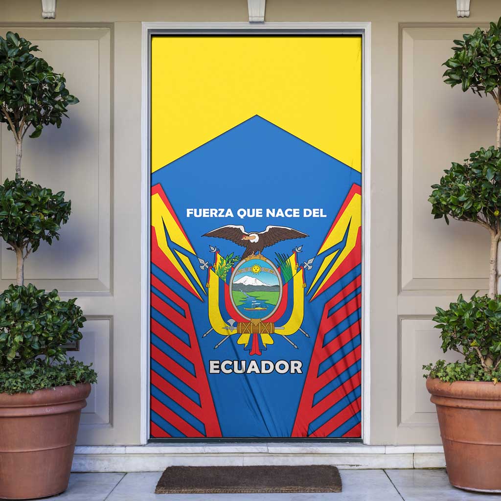 Ecuador Door Cover with Coat of Arms and Bold Stripe Design - Wonder Print Shop