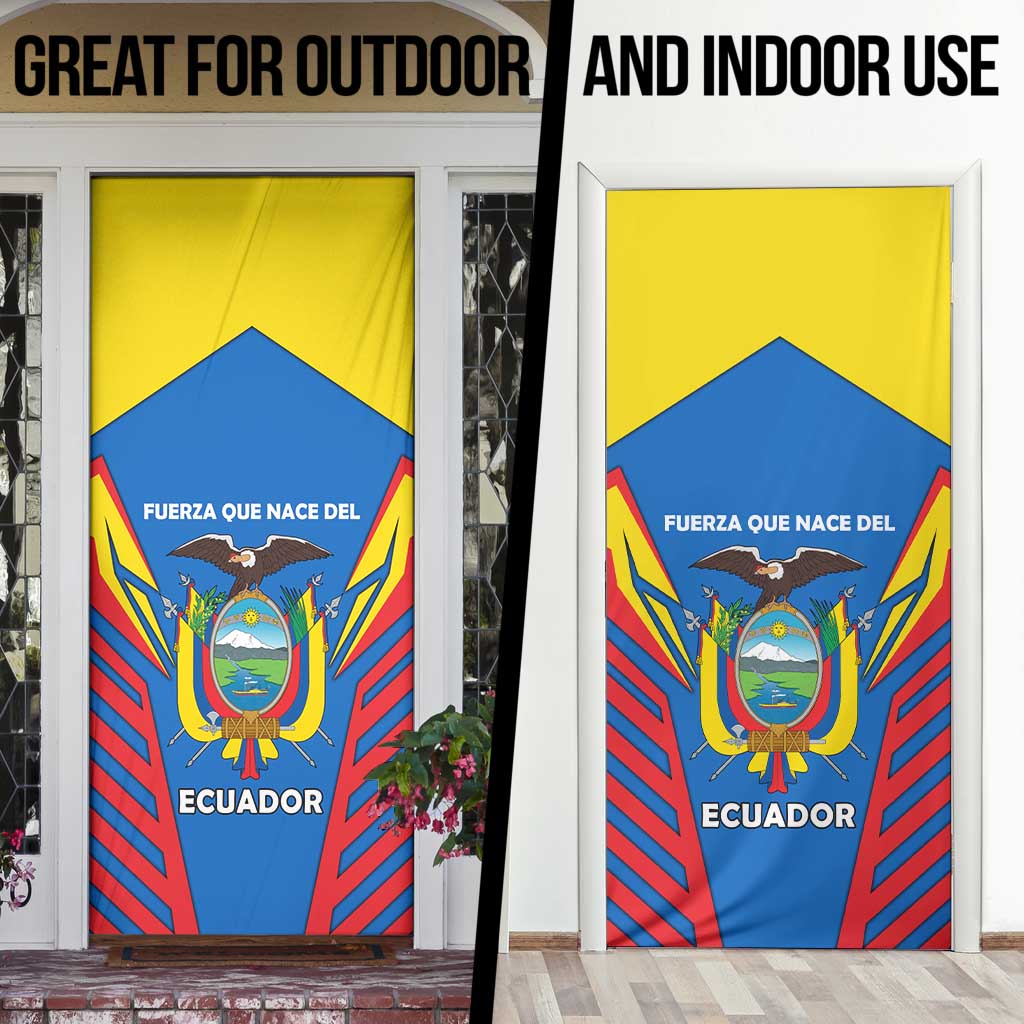 Ecuador Door Cover with Coat of Arms and Bold Stripe Design - Wonder Print Shop