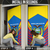 Ecuador Door Cover with Coat of Arms and Bold Stripe Design - Wonder Print Shop
