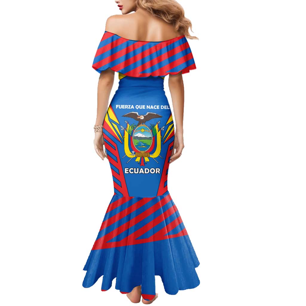 Ecuador Family Matching Mermaid Dress and Hawaiian Shirt with Coat of Arms and Bold Stripe Design - Wonder Print Shop