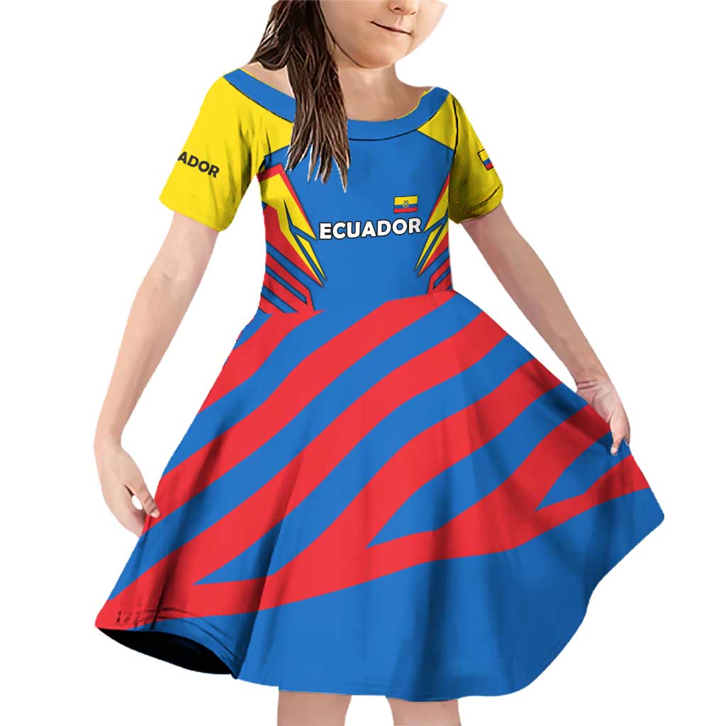 Ecuador Family Matching Off Shoulder Short Dress and Hawaiian Shirt with Coat of Arms and Bold Stripe Design - Wonder Print Shop