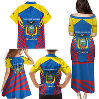 Ecuador Family Matching Puletasi and Hawaiian Shirt with Coat of Arms and Bold Stripe Design - Wonder Print Shop