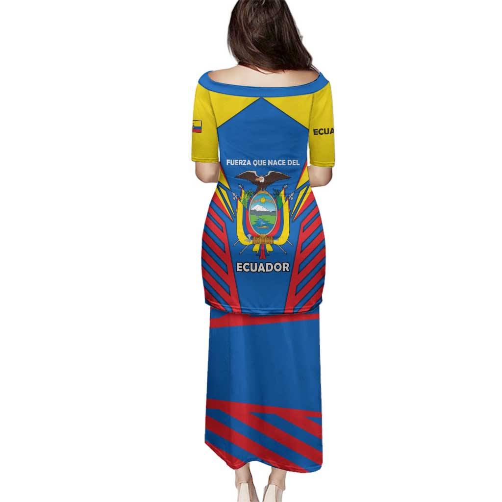 Ecuador Family Matching Puletasi and Hawaiian Shirt with Coat of Arms and Bold Stripe Design - Wonder Print Shop