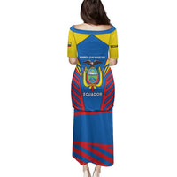Ecuador Family Matching Puletasi and Hawaiian Shirt with Coat of Arms and Bold Stripe Design - Wonder Print Shop