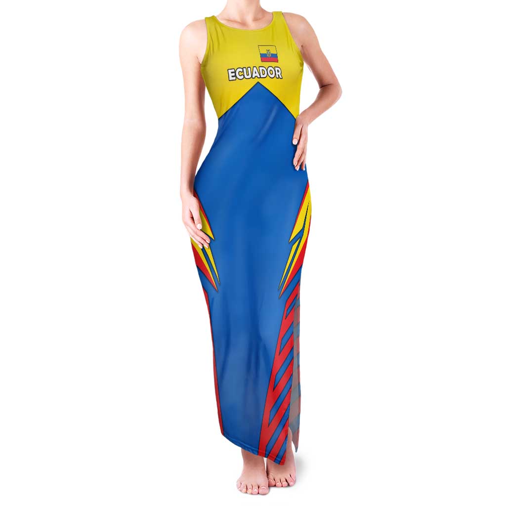 Ecuador Family Matching Tank Maxi Dress and Hawaiian Shirt with Coat of Arms and Bold Stripe Design - Wonder Print Shop