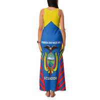 Ecuador Family Matching Tank Maxi Dress and Hawaiian Shirt with Coat of Arms and Bold Stripe Design - Wonder Print Shop