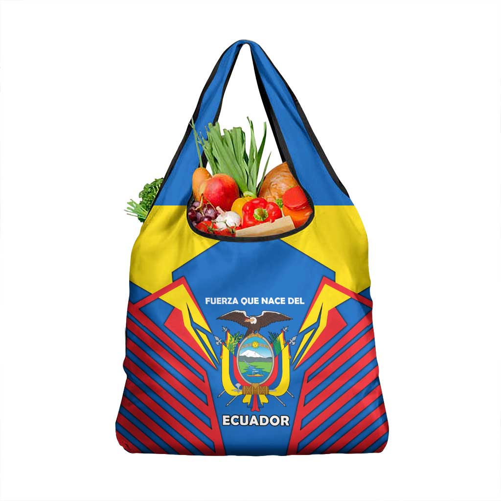 Ecuador Grocery Bag with Coat of Arms and Bold Stripe Design - Wonder Print Shop
