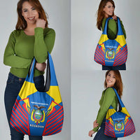 Ecuador Grocery Bag with Coat of Arms and Bold Stripe Design - Wonder Print Shop
