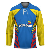 Ecuador Hockey Jersey with Coat of Arms and Bold Stripe Design - Wonder Print Shop