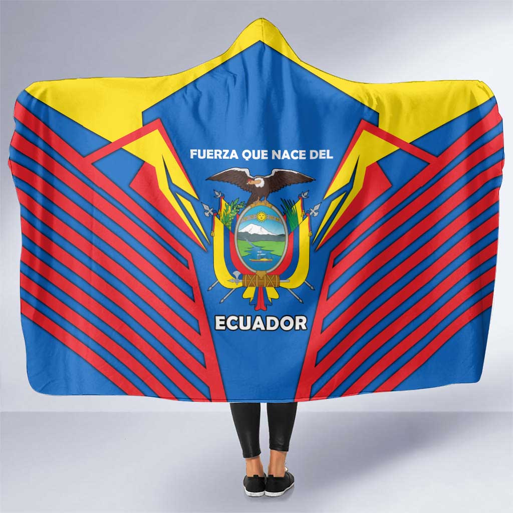 Ecuador Hooded Blanket with Coat of Arms and Bold Stripe Design - Wonder Print Shop