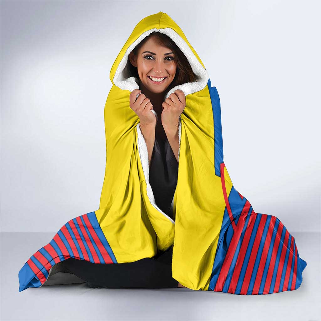 Ecuador Hooded Blanket with Coat of Arms and Bold Stripe Design - Wonder Print Shop