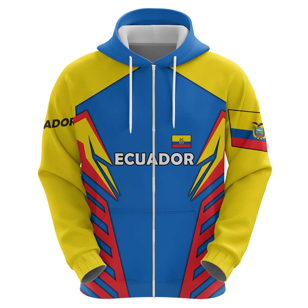 Ecuador Hoodie with Coat of Arms and Bold Stripe Design - Wonder Print Shop