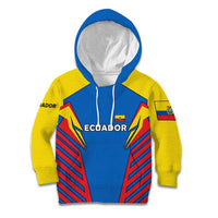 Ecuador Kid Hoodie with Coat of Arms and Bold Stripe Design - Wonder Print Shop