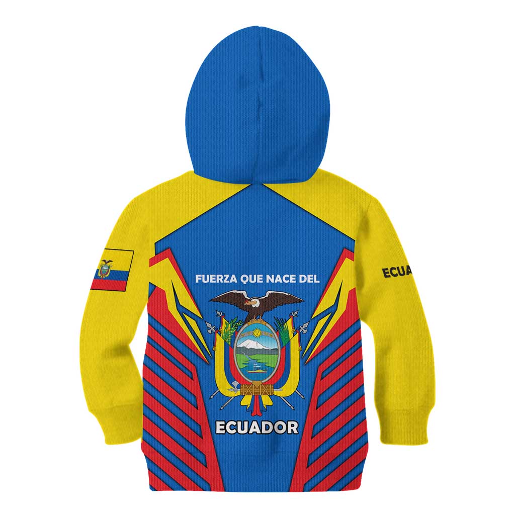 Ecuador Kid Hoodie with Coat of Arms and Bold Stripe Design - Wonder Print Shop