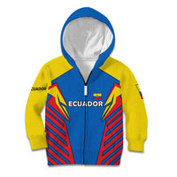 Ecuador Kid Hoodie with Coat of Arms and Bold Stripe Design - Wonder Print Shop