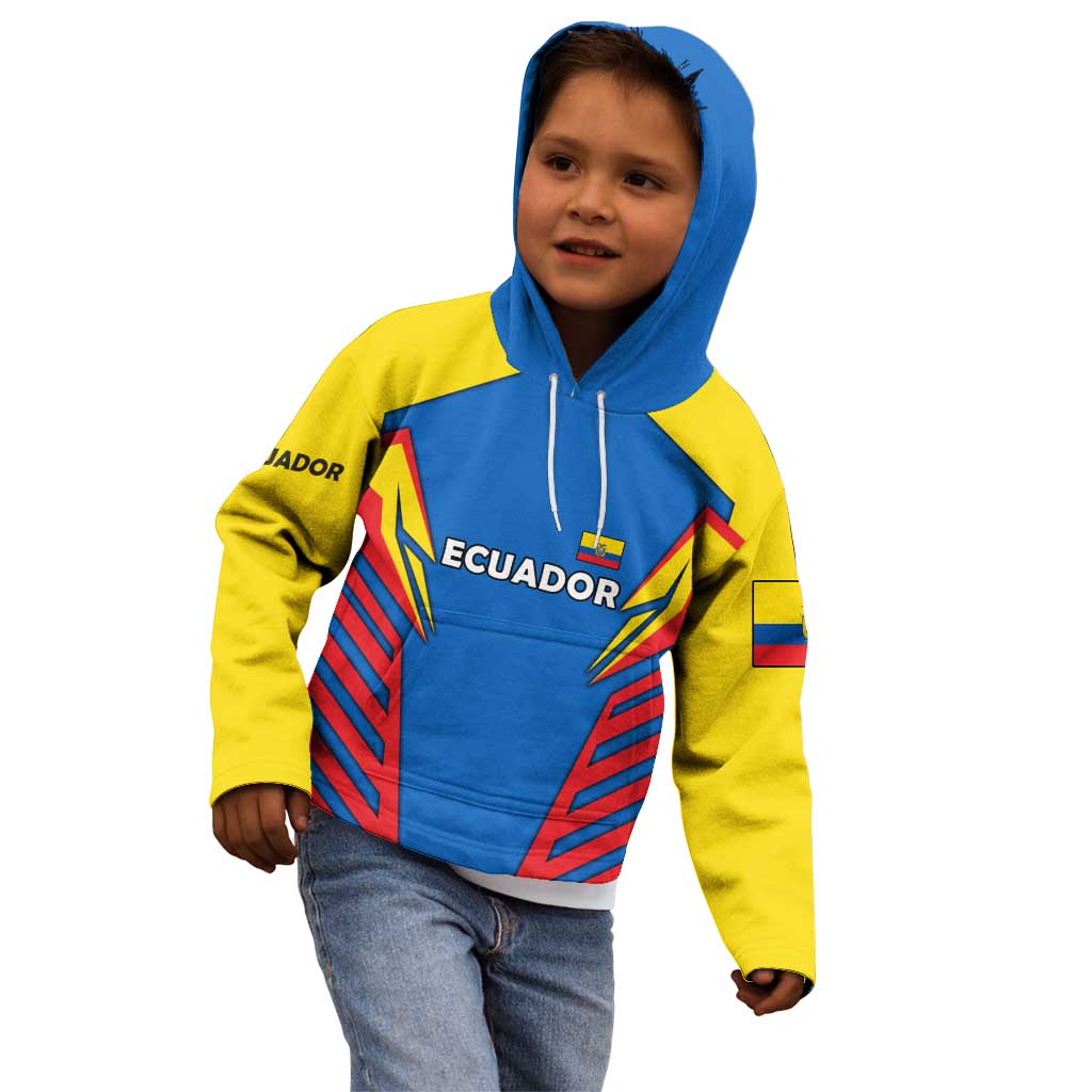 Ecuador Kid Hoodie with Coat of Arms and Bold Stripe Design - Wonder Print Shop