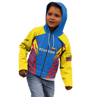 Ecuador Kid Hoodie with Coat of Arms and Bold Stripe Design - Wonder Print Shop