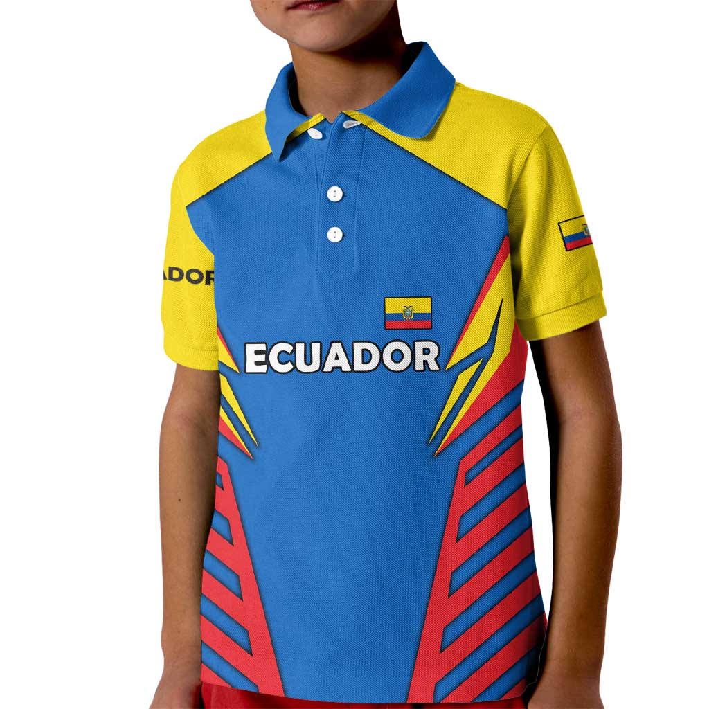 Ecuador Kid Polo Shirt with Coat of Arms and Bold Stripe Design - Wonder Print Shop