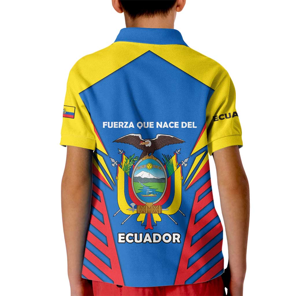 Ecuador Kid Polo Shirt with Coat of Arms and Bold Stripe Design - Wonder Print Shop
