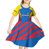 Ecuador Kid Short Sleeve Dress with Coat of Arms and Bold Stripe Design - Wonder Print Shop