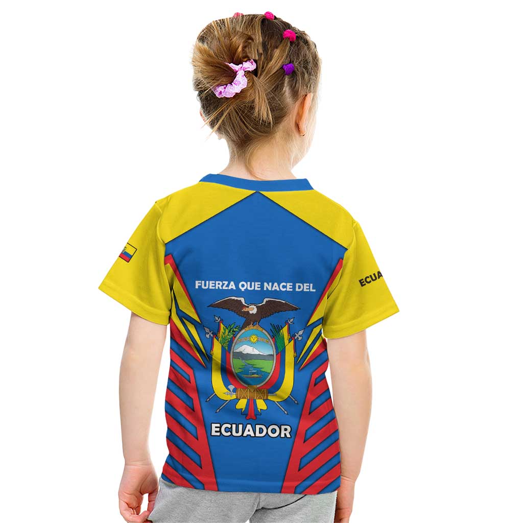 Ecuador Kid T Shirt with Coat of Arms and Bold Stripe Design - Wonder Print Shop