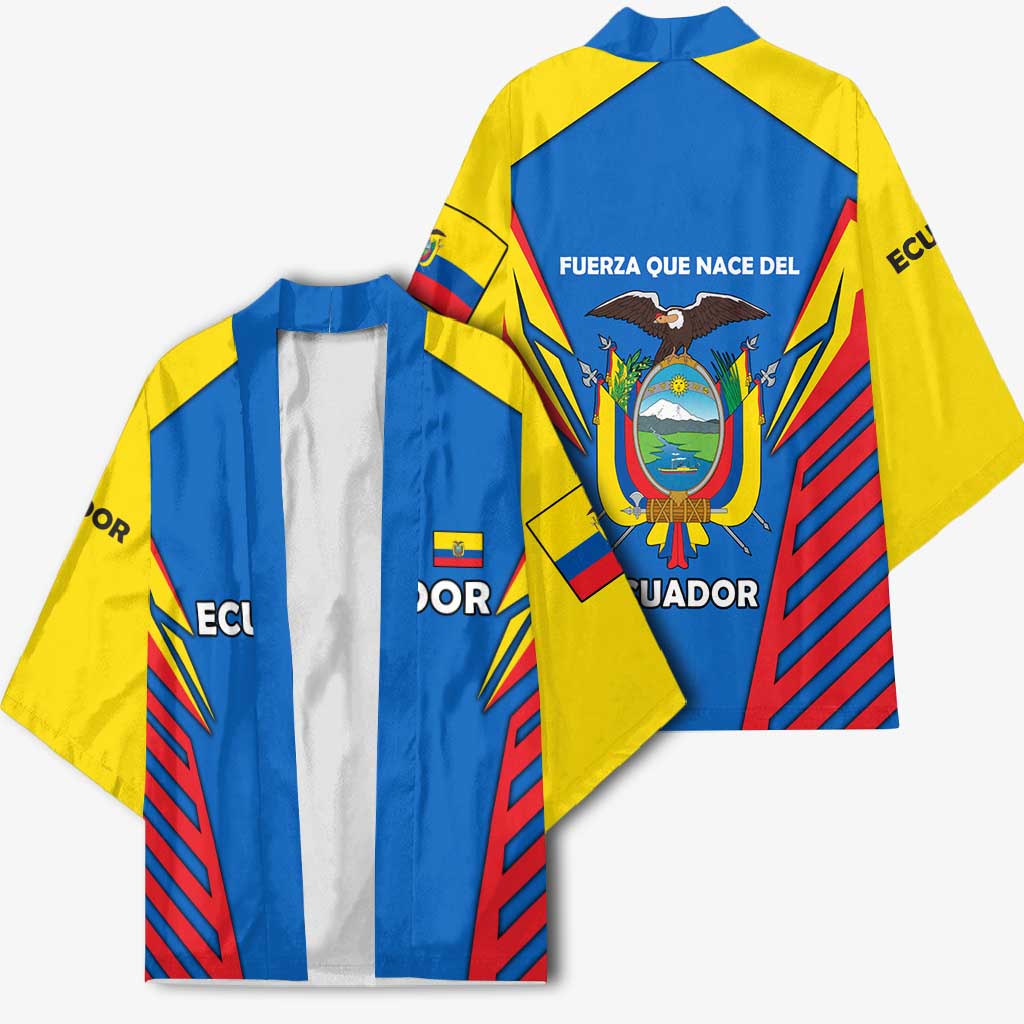 Ecuador Kimono with Coat of Arms and Bold Stripe Design - Wonder Print Shop