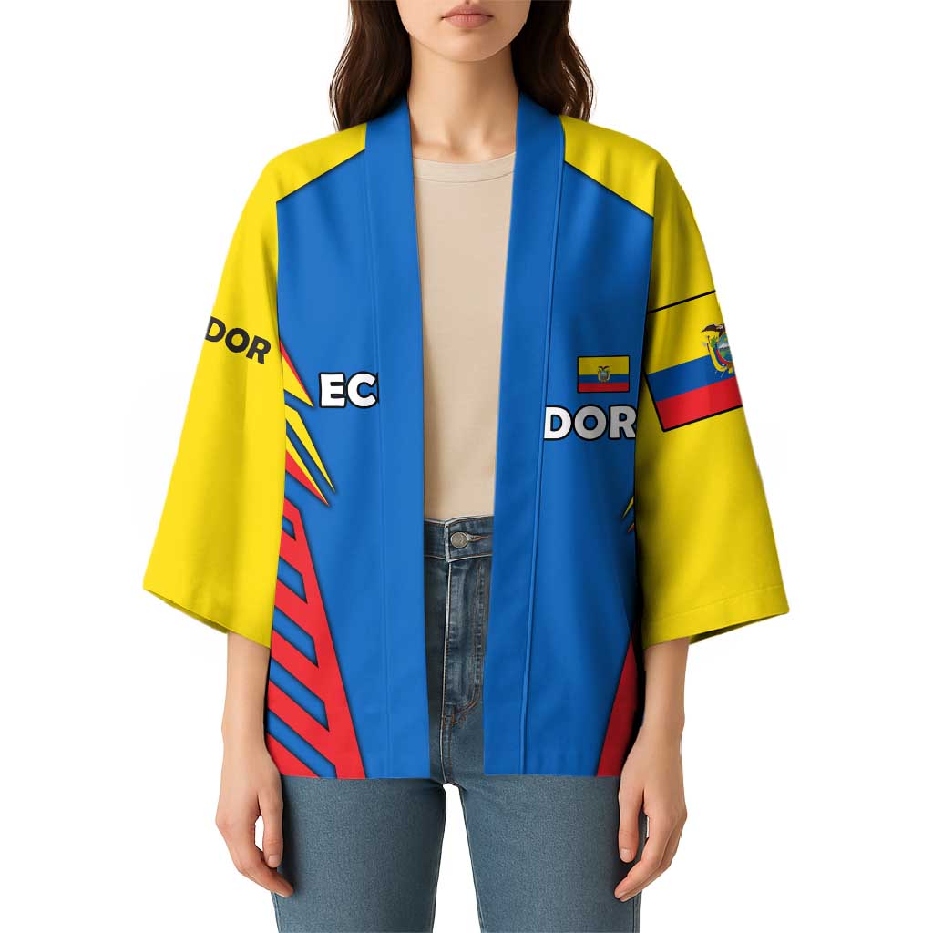 Ecuador Kimono with Coat of Arms and Bold Stripe Design - Wonder Print Shop