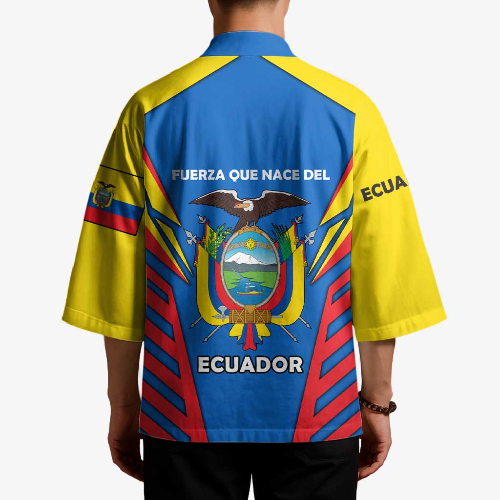 Ecuador Kimono with Coat of Arms and Bold Stripe Design - Wonder Print Shop