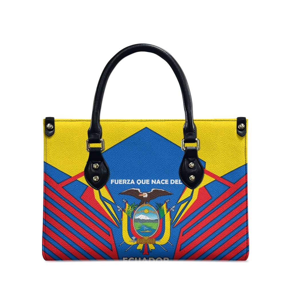 Ecuador Leather Bag with Coat of Arms and Bold Stripe Design - Wonder Print Shop
