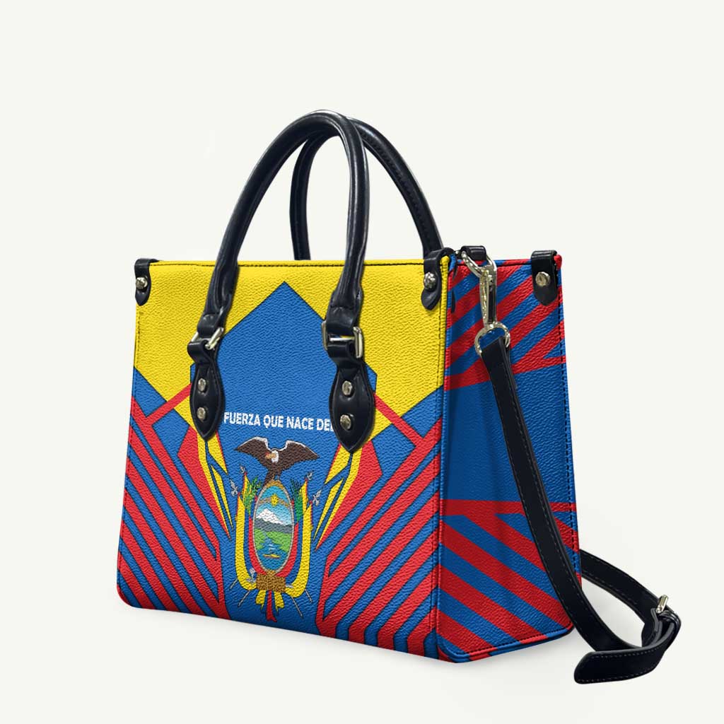 Ecuador Leather Bag with Coat of Arms and Bold Stripe Design - Wonder Print Shop